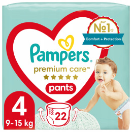 PAMPERS Premium Care Pants Pieluchomajtki Rozmiar 4 22 szt 12-17 kg