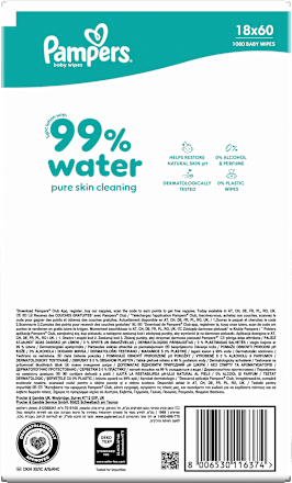 PAMPERS Chusteczki Aqua Water 99% wody dla dzieci 18x60szt - obrazek 7