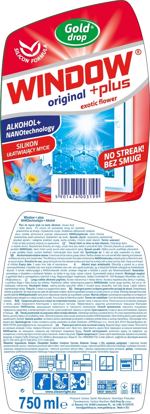 WINDOW płyn do mycia szyb NANOTECHNOLOGIA, 750ml - obrazek 2