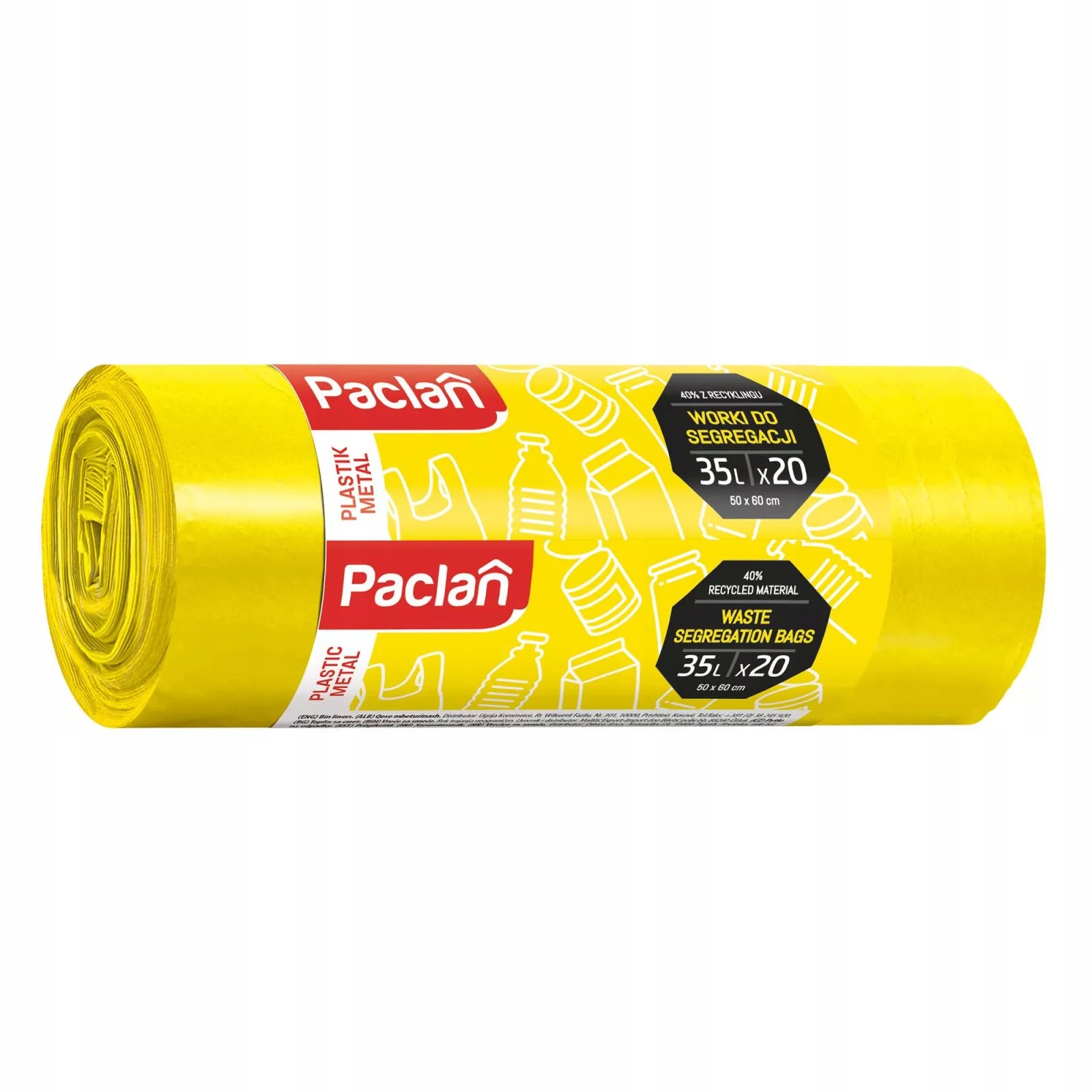 Paclan worek do segr plastik 35l 20 szt żółty