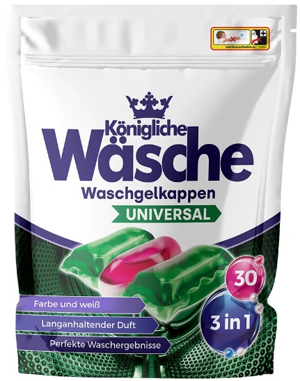 Königliche Wäsche Kapsułki do prania 3w1 Universal 30szt DE - obrazek 6