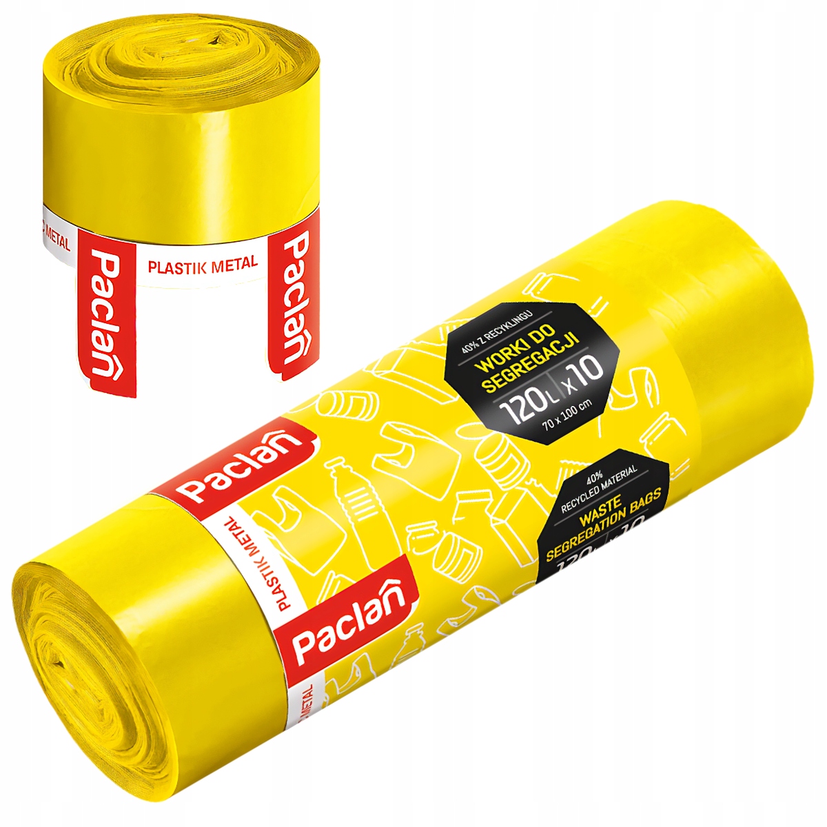 Paclan worek do segr plastik 120l 10 szt żółty - obrazek 2