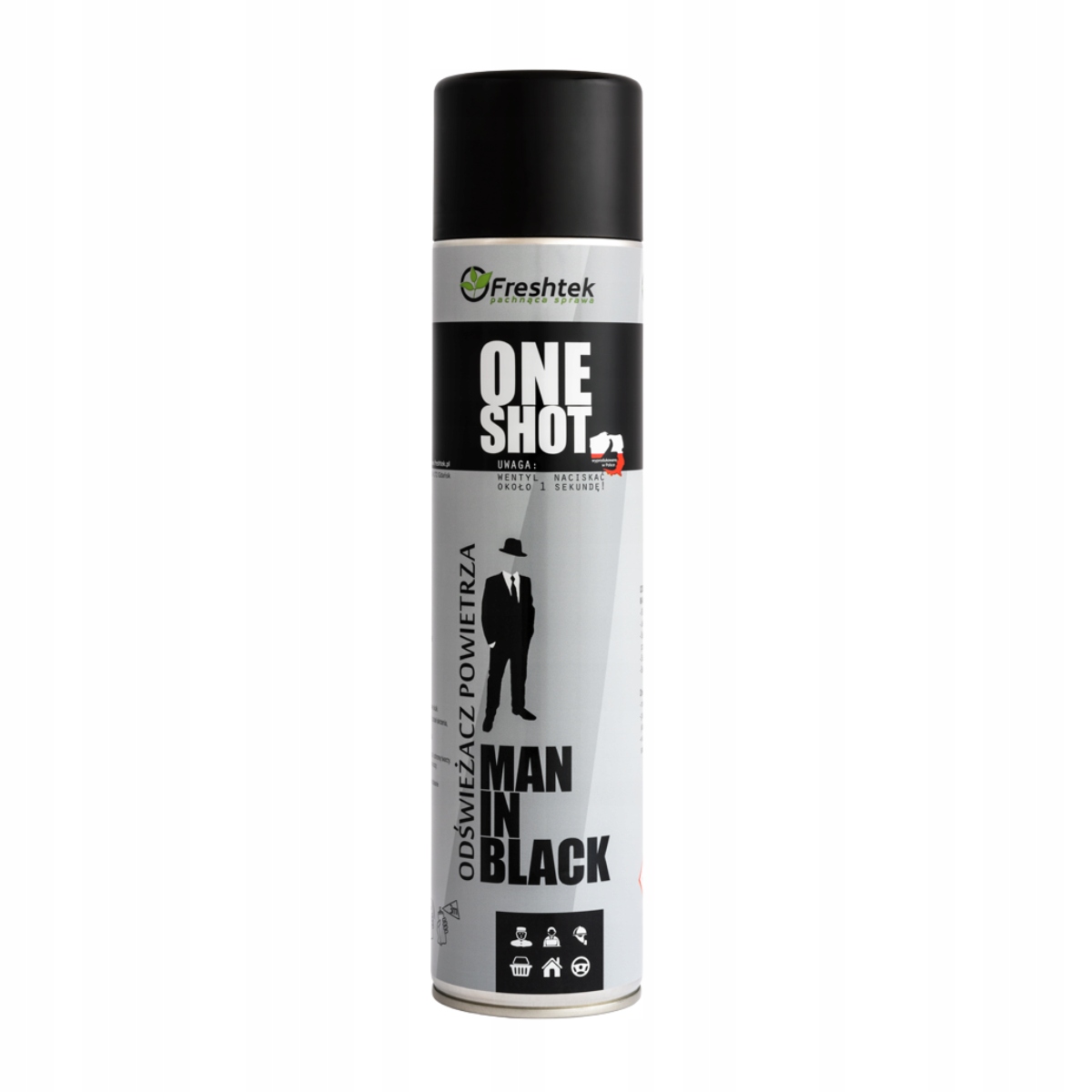 Freshtek ONE SHOT Odświeżacz powietrza MEN in BLACK 600ml - obrazek 2