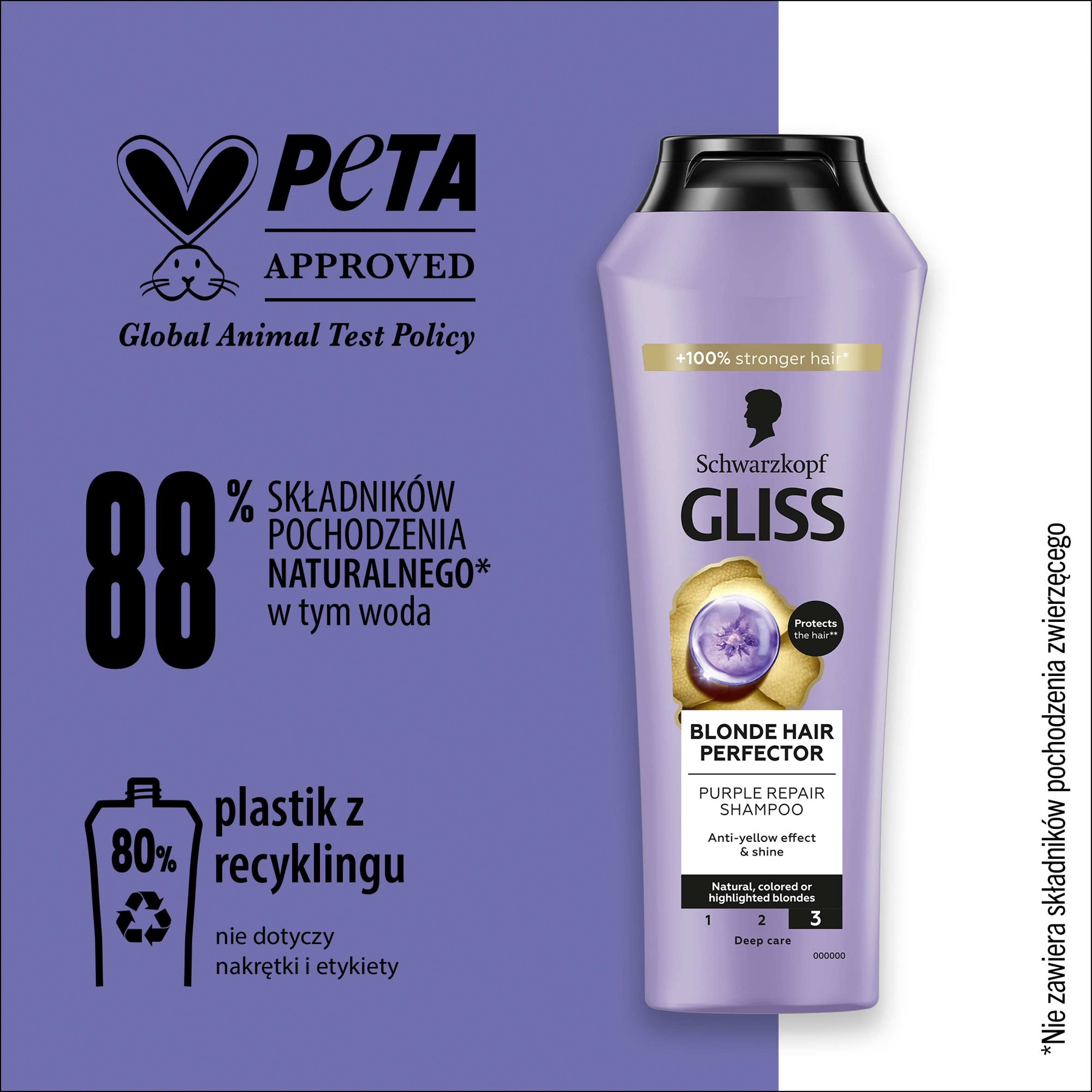 SCHWARZKOPF Gliss Blonde Hair Perfector Szampon do włosów 250ml - obrazek 3