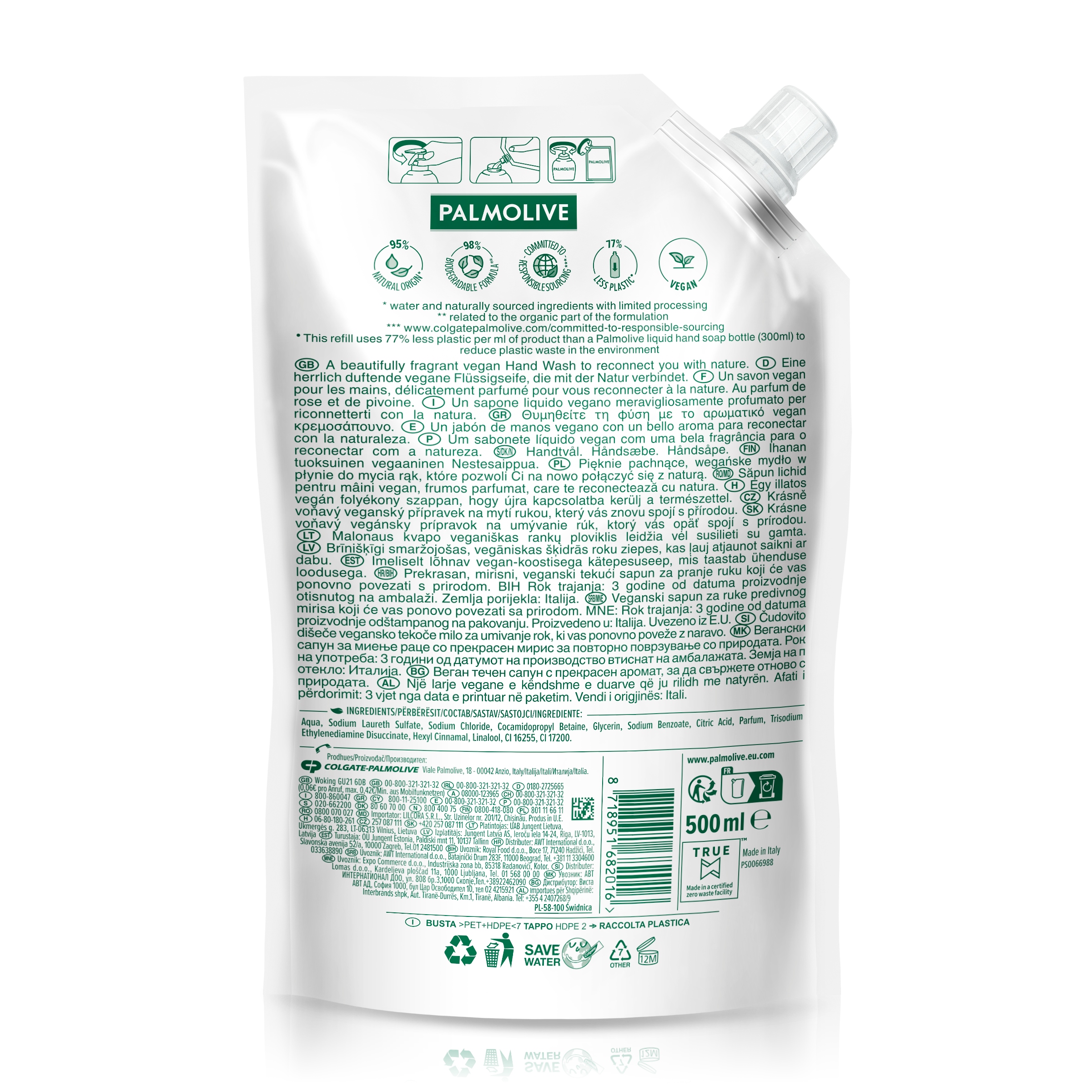 Palmolive Mydło w płynie Róża Peonia zapas 500ml - obrazek 2