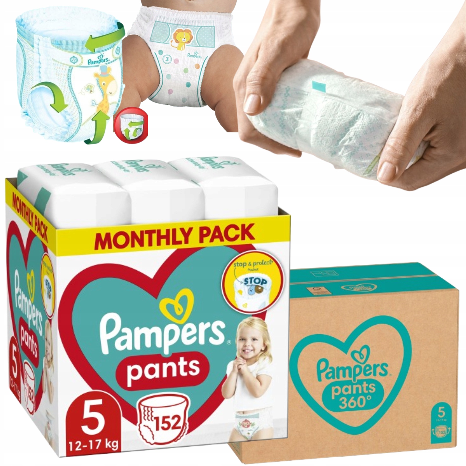 PAMPERS Pants Pieluchomajtki Rozmiar 5 152szt 12-17kg - obrazek 11
