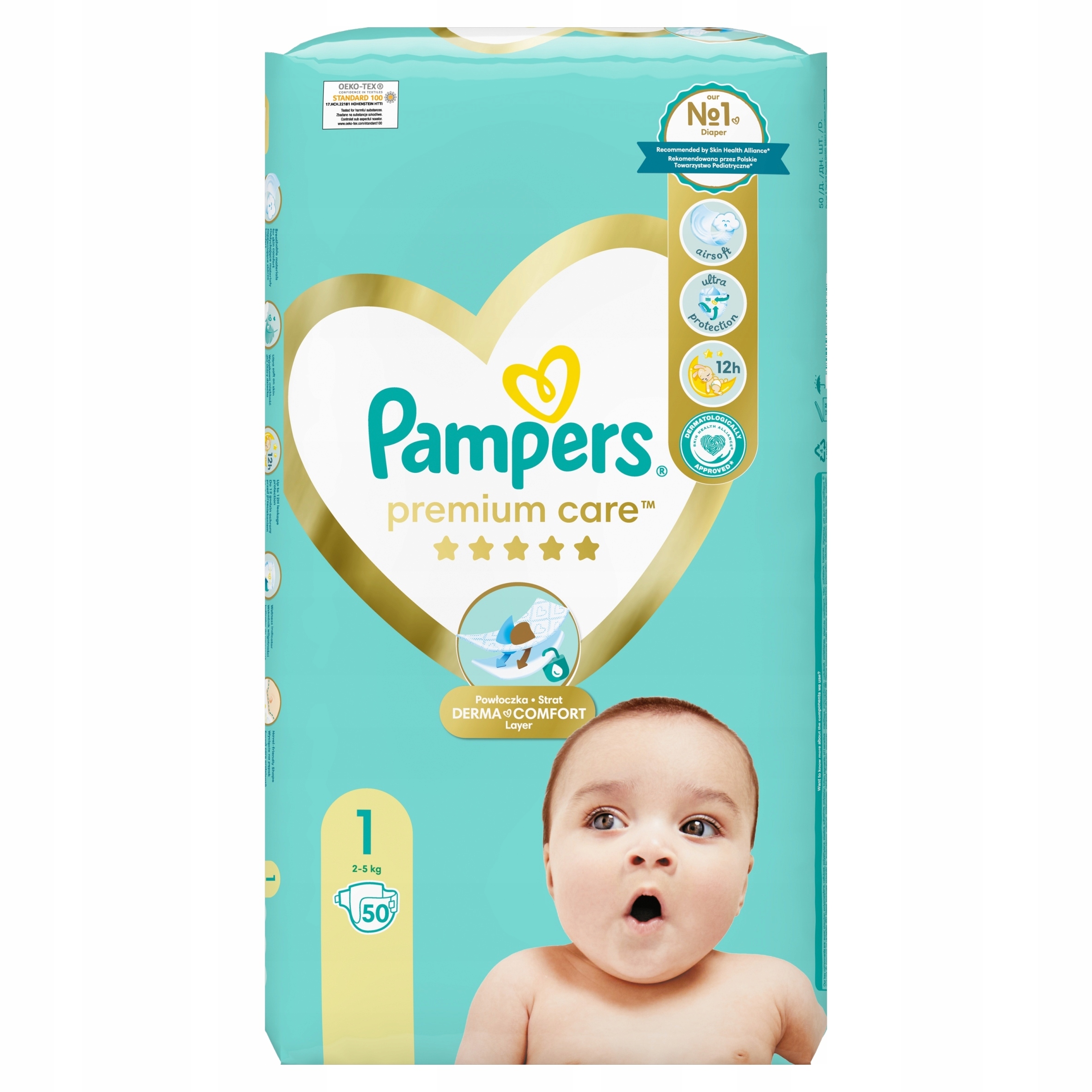 PAMPERS Premium Care Pieluszki Rozmiar 1 50szt 2-5kg - obrazek 3
