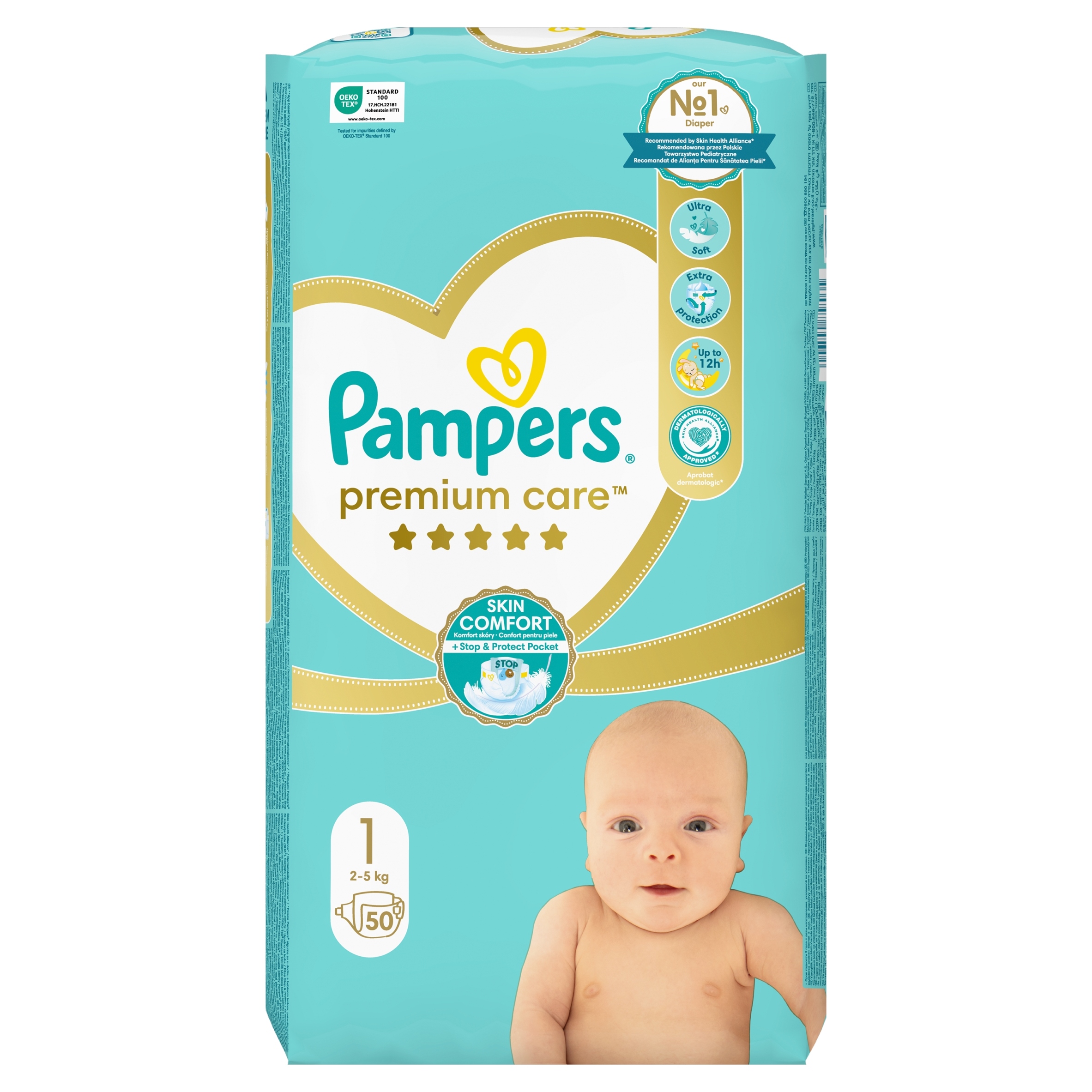 PAMPERS Premium Care Pieluszki Rozmiar 1 50szt 2-5kg - obrazek 2