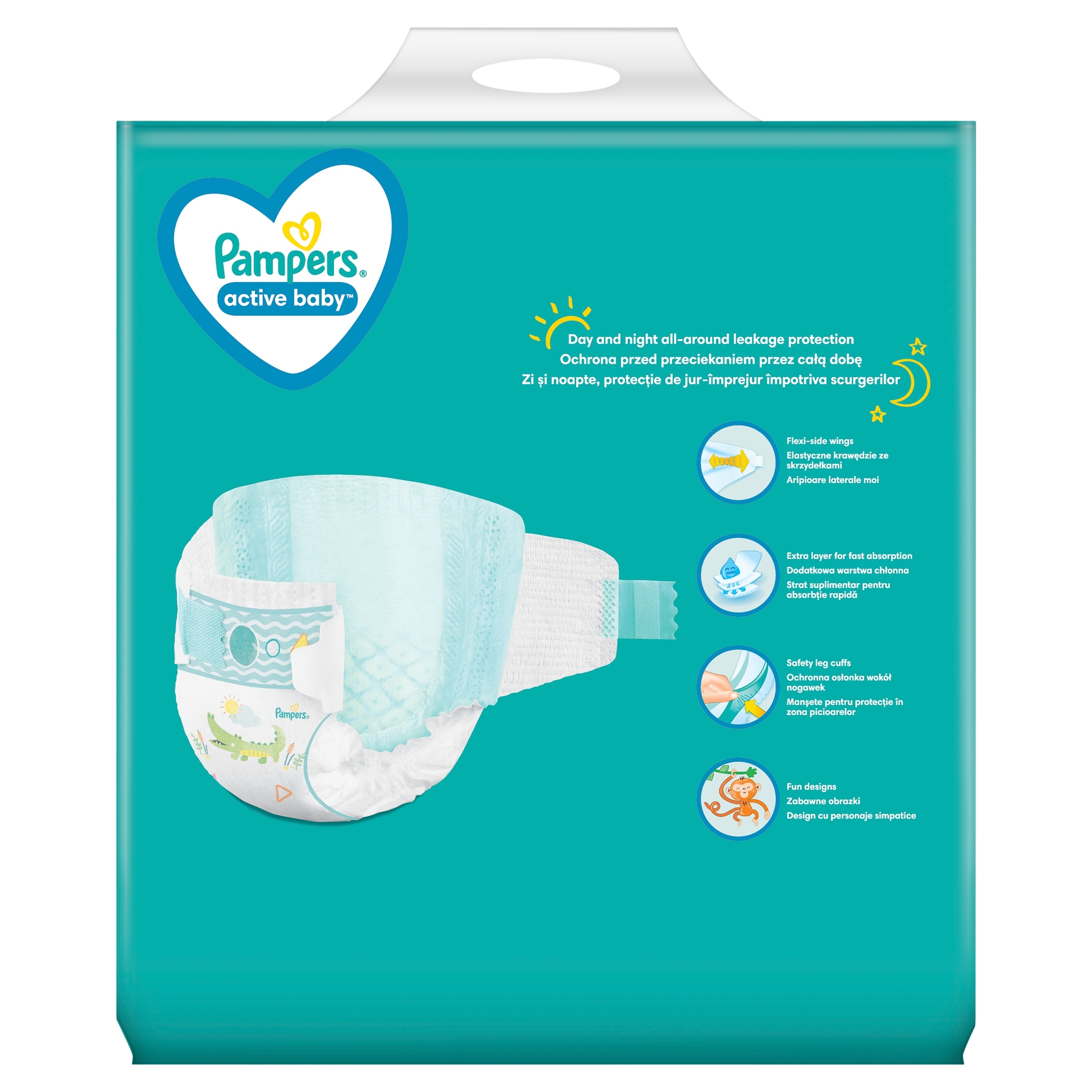 PAMPERS Active Baby Pieluszki Rozmiar 6 56szt 13-18kg - obrazek 7